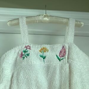 Vintage Anne Lewis white floral embroidery towel dress